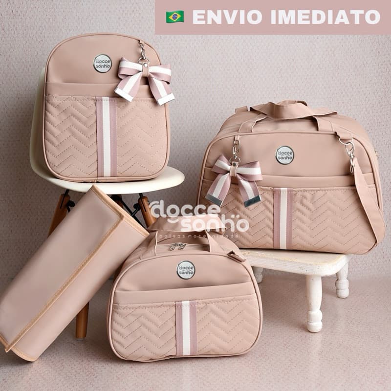 bolsa maternidade com 4 peças para bebê menino e menina, mala maternidade com alta elegância (AD 4P)