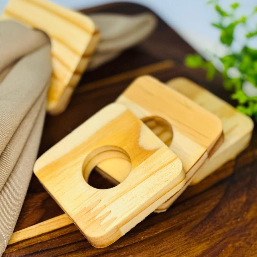 Kit 6 Porta Guardanapo de Madeira Pinnus Mesa Posta.