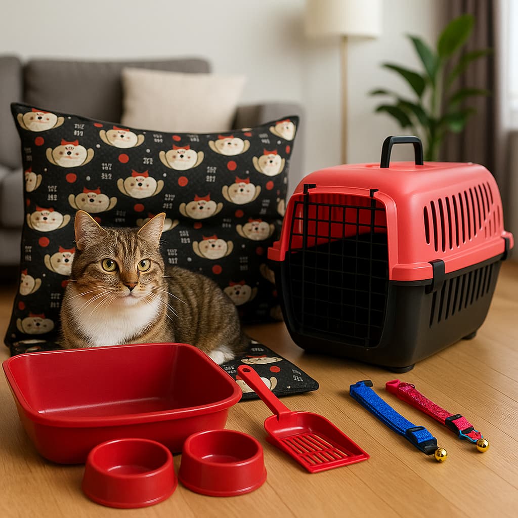 Caixa de Areia para Gato Cama de Gatos Caixa de transporte pet Kit Completo Premium Luxo Coleira