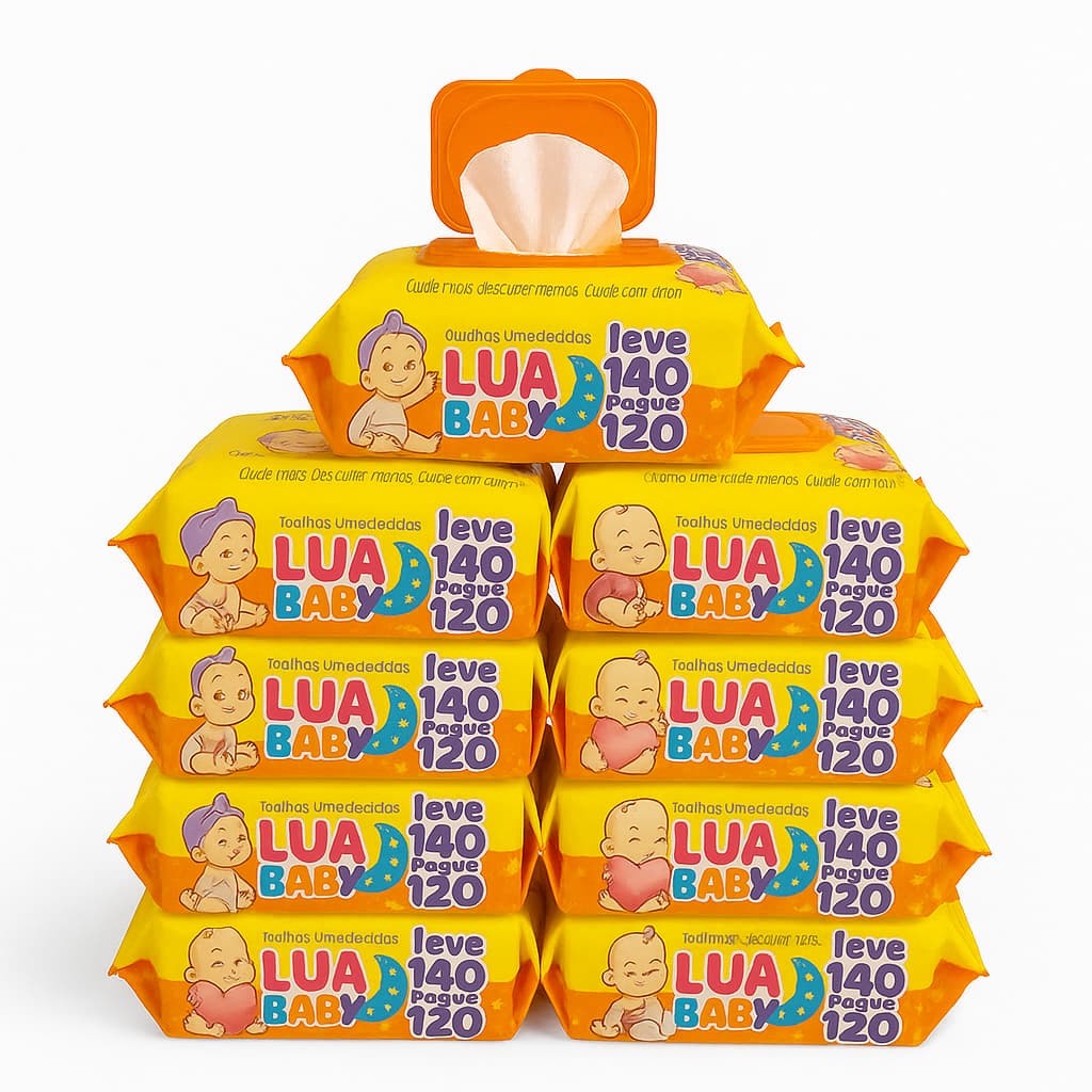 1400 Toalhas Umedecidas Bebe Com Tampa Flip Top 10 Pacotes Lenço Umedecidos Premium