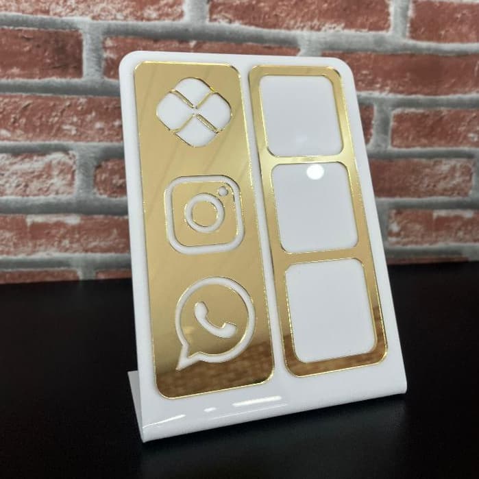 Placa Pix Display Acrilico Mesa Balcão Instagram Qr Code