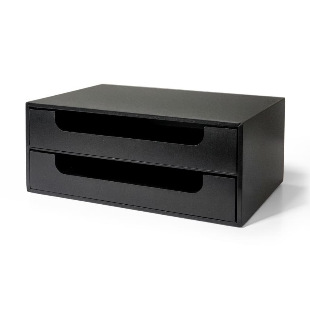 Organizador 2 Gavetas Preto Folha Sulfite A4 e Suporte Base Monitor