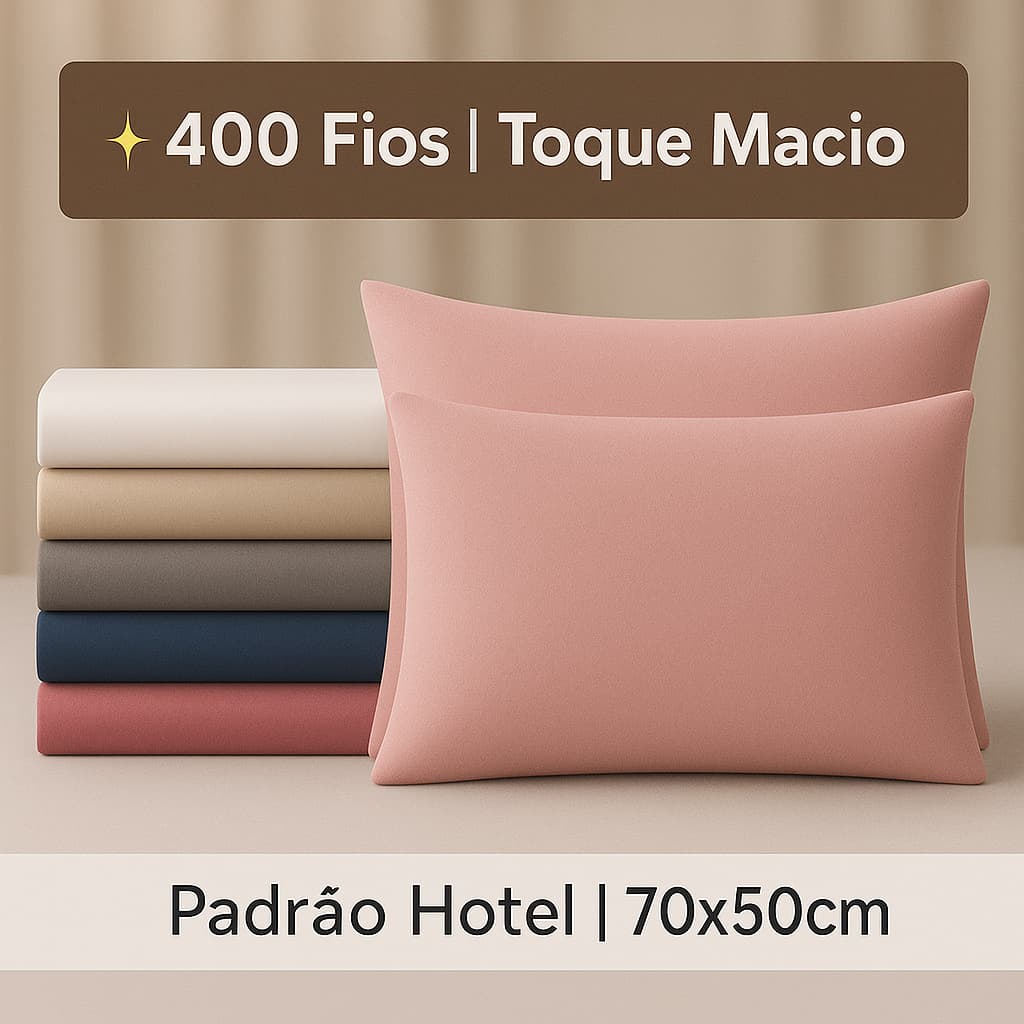 Kit 6 Fronhas 400 Fios Toque Macio Padrão Hotel 70x50cm