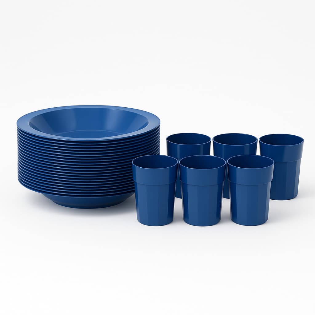 Kit Pratos e Copos Plásticos – 12 a 72 Peças | Lavável, Resistente, Ideal p/ Festas e Dia a Dia