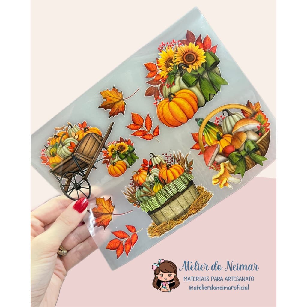 CARTELA DE DECALQUE TERMOCOLANTE PARA TECIDO 14,5X20CM