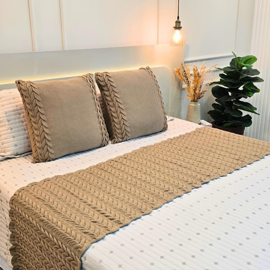 Peseira Manta Tricot Sofá Cama Casal Queen King Aconchego Home Decor - SOMENTE A PESEIRA