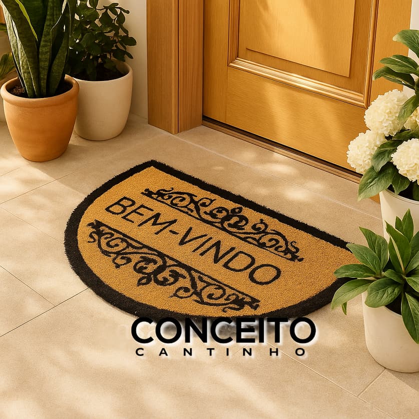 Tapete Capacho com Fibra de Coco e Borracha Porta Varanda Churrasqueira Recepção Casa