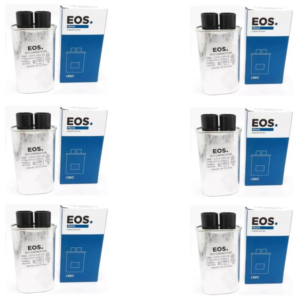 Kit 6 Capacitor Micro-ondas 0,75uf 2100v Terminal Fino Eos