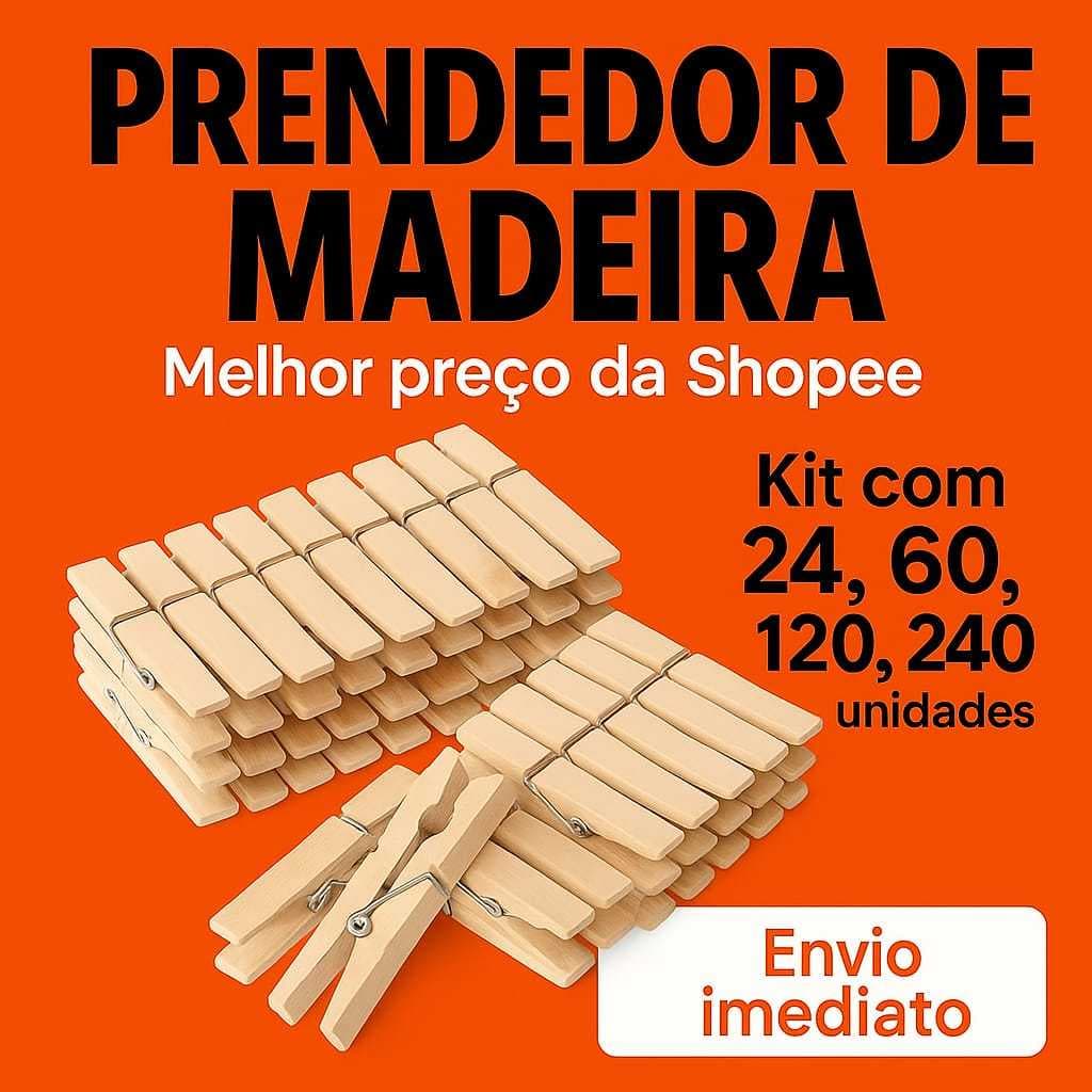 Prendedor de roupa  madeira, KIT com 24/60/120/240 UN, promoção pregador varal, resistente, grampo.