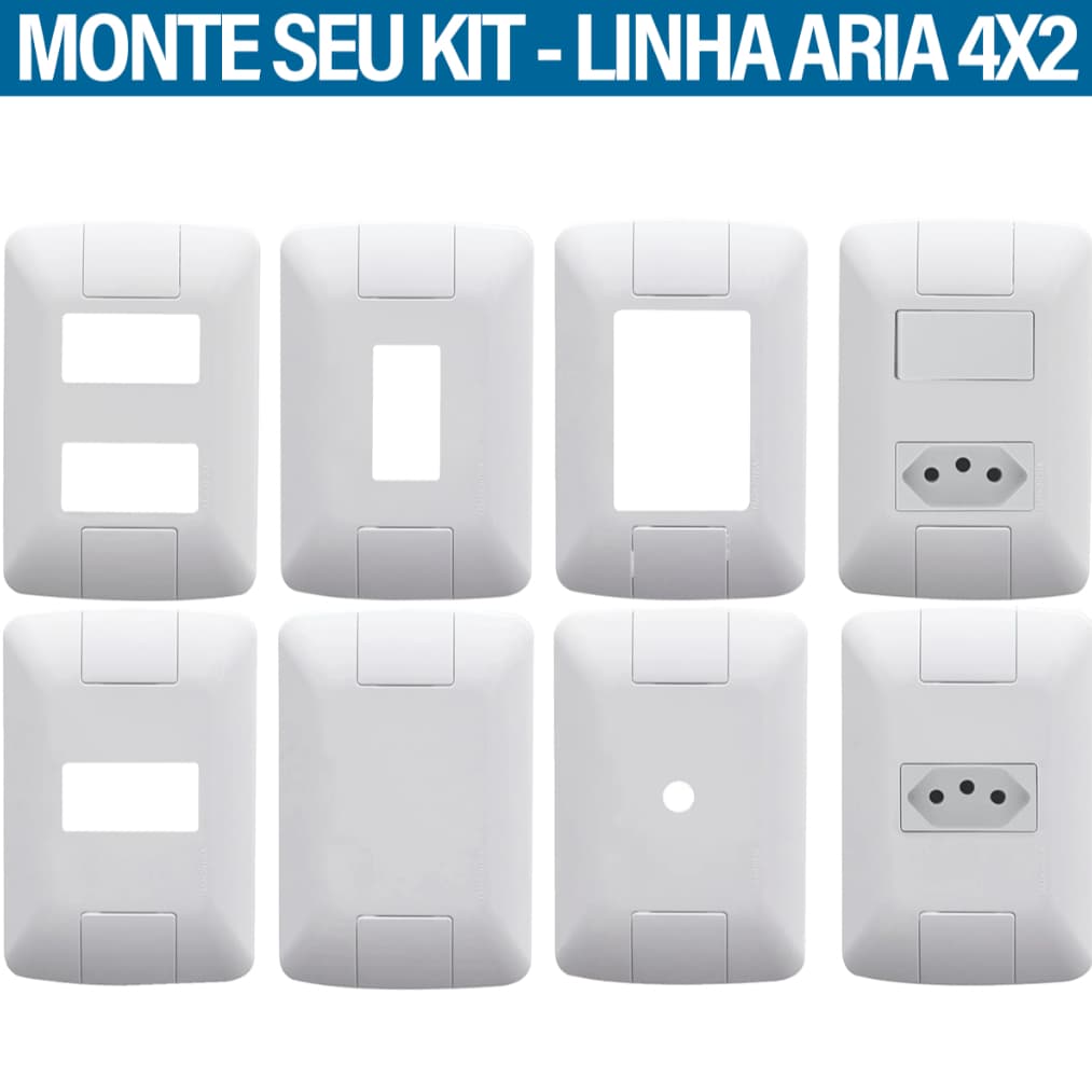 Linha Completa de Placa Cega Parede Elétrica Acabamento Aria 4X2 1/2/3 Postos / Modulo -  TRAMONTINA