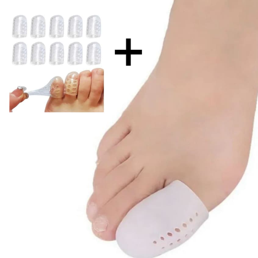 Kit 10 Dedeira + Par Protetor Dedão Pé Calo Unha Encravada Silicone Dor