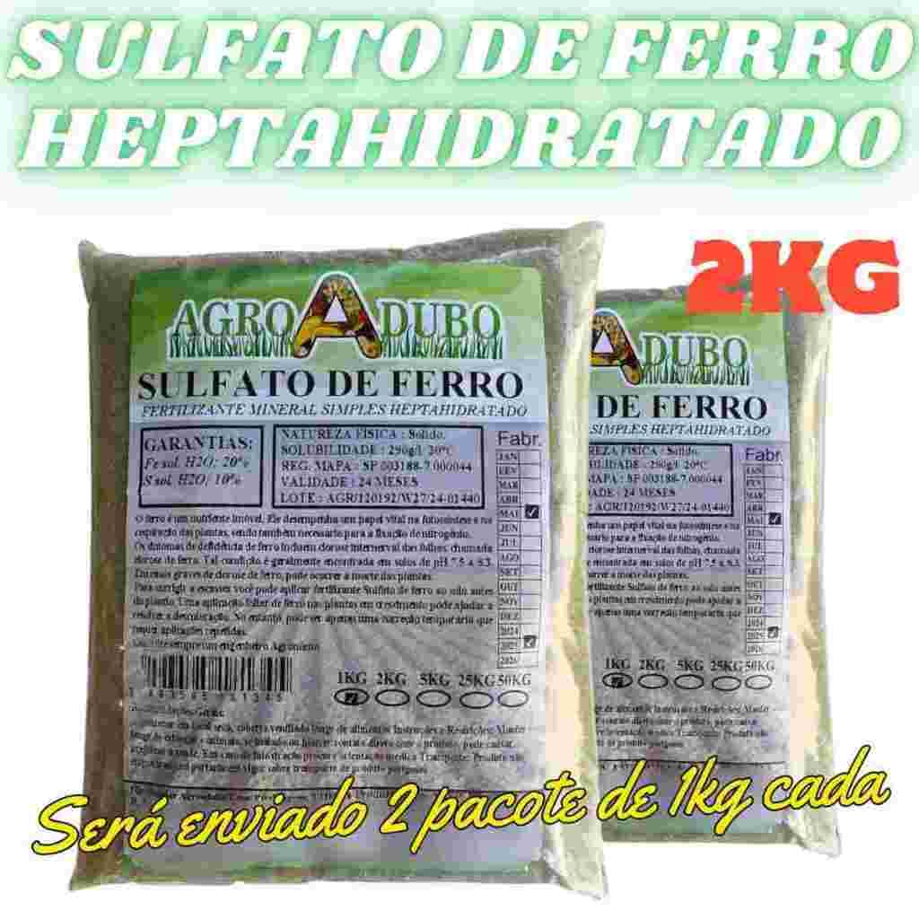 Fertilizante 2kg Sulfato De Ferro 20%(fe) Heptahidratado