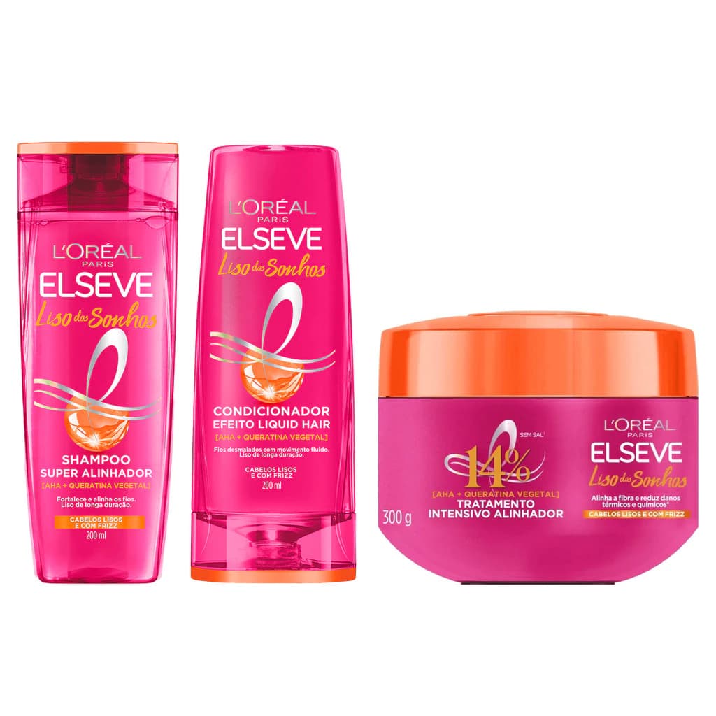Kit Elseve Efeito Liso Dos Sonhos Shampoo + Condicionador + Máscara