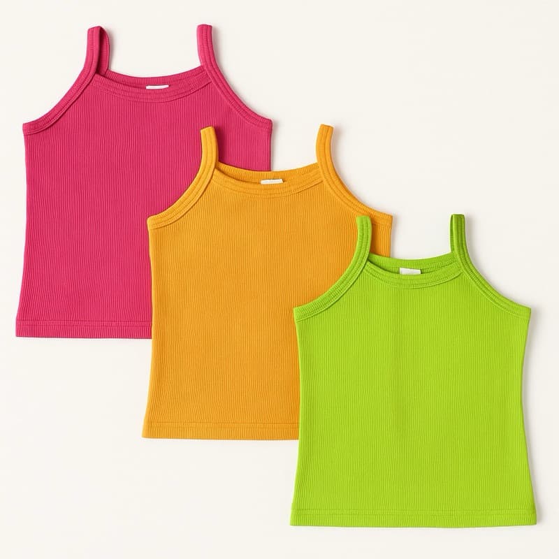 Kit 3 Regata Ribana Algodão Infantil Menina 2 a 12 anos (0036)