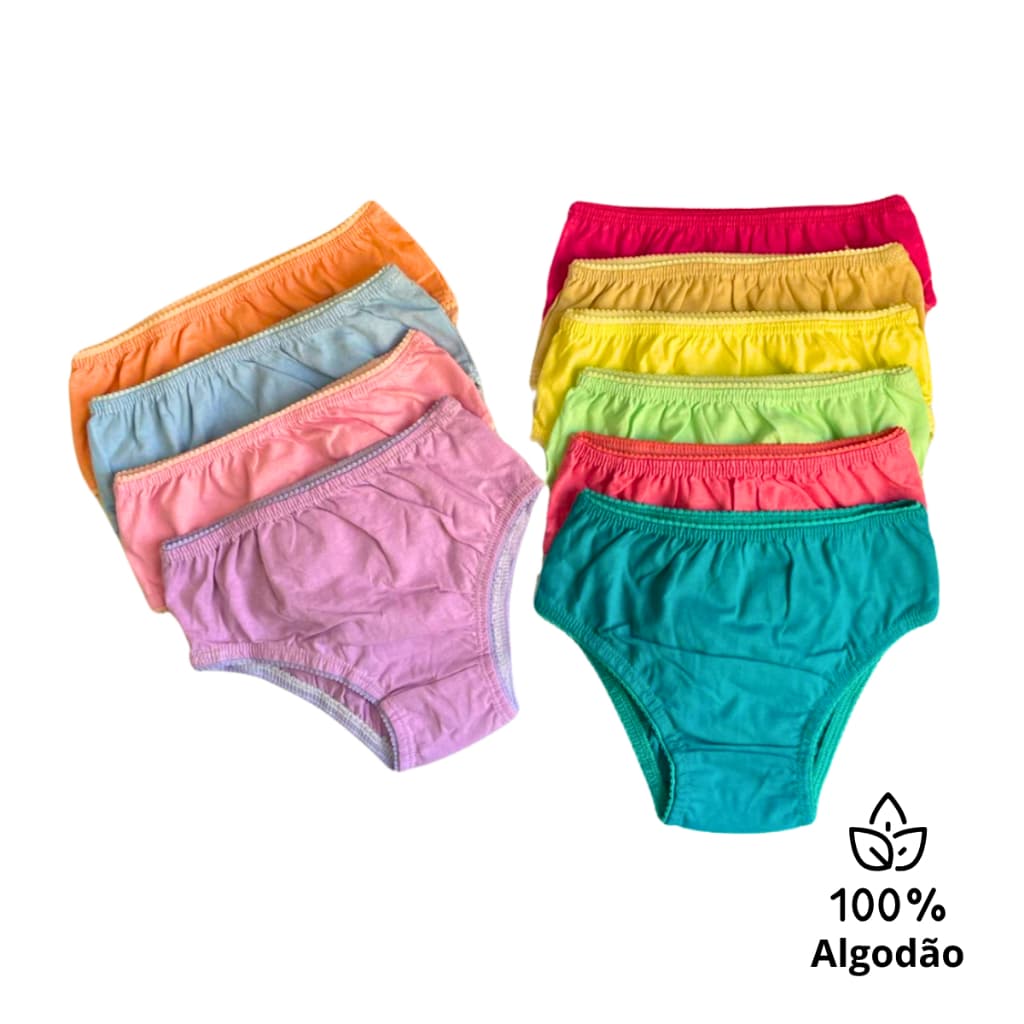 Kit Calcinha Algodão Feminina Infantil Menina Antialérgica Calcinhas Infantis de Algodão