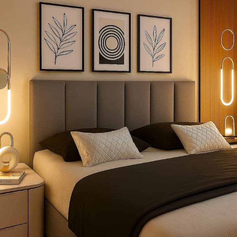 Cabeceira de Cama Modular Estofada Auto Adesiva Até 10 Placas Cama De Casal King Queen 45x20cm  - ENVIO IMEDIATO