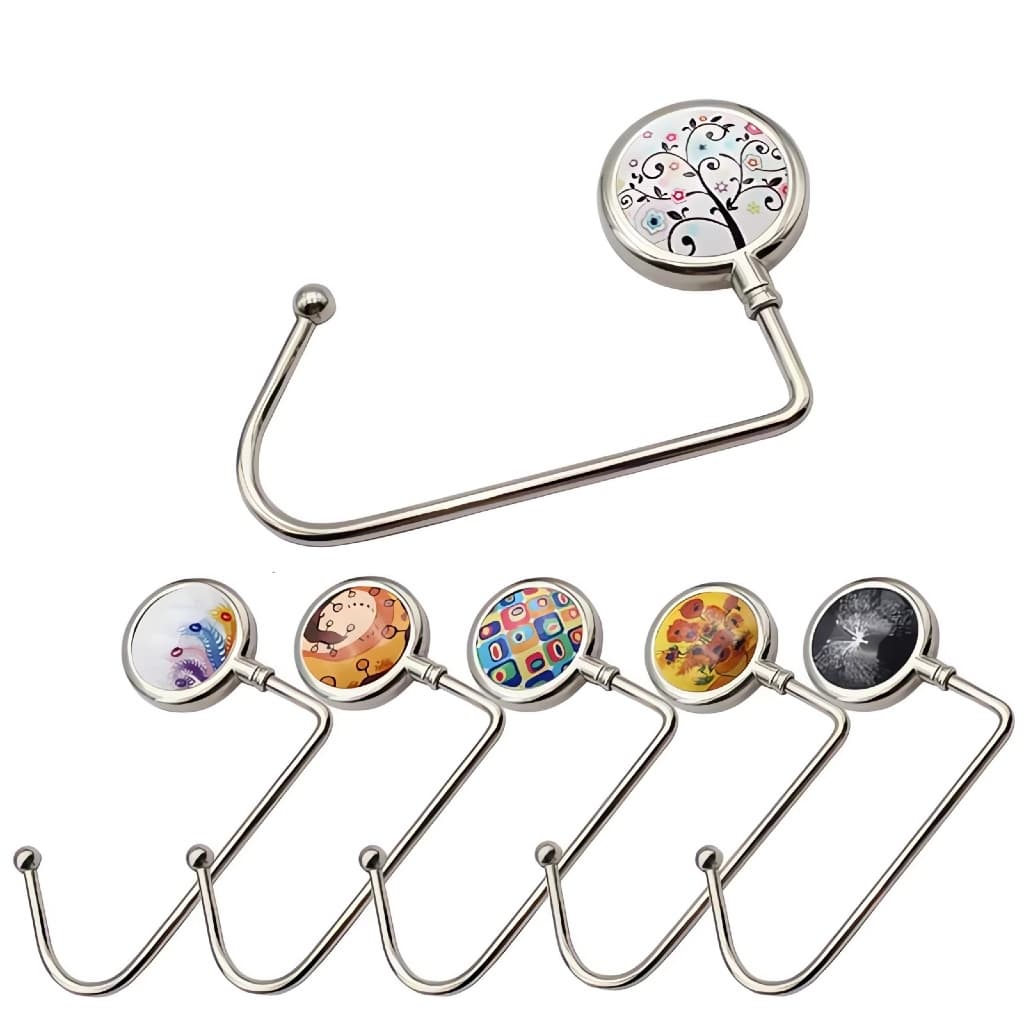 Kit 10 a 40 Gancho De Mesa Porta Bolsa Dobrável Flores Para Pendurar Clipes Antiderrapantes Grampo De Escrivaninha Bolsa