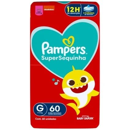 FRALDA PAMPERS SUPERSEQUINHA G 60