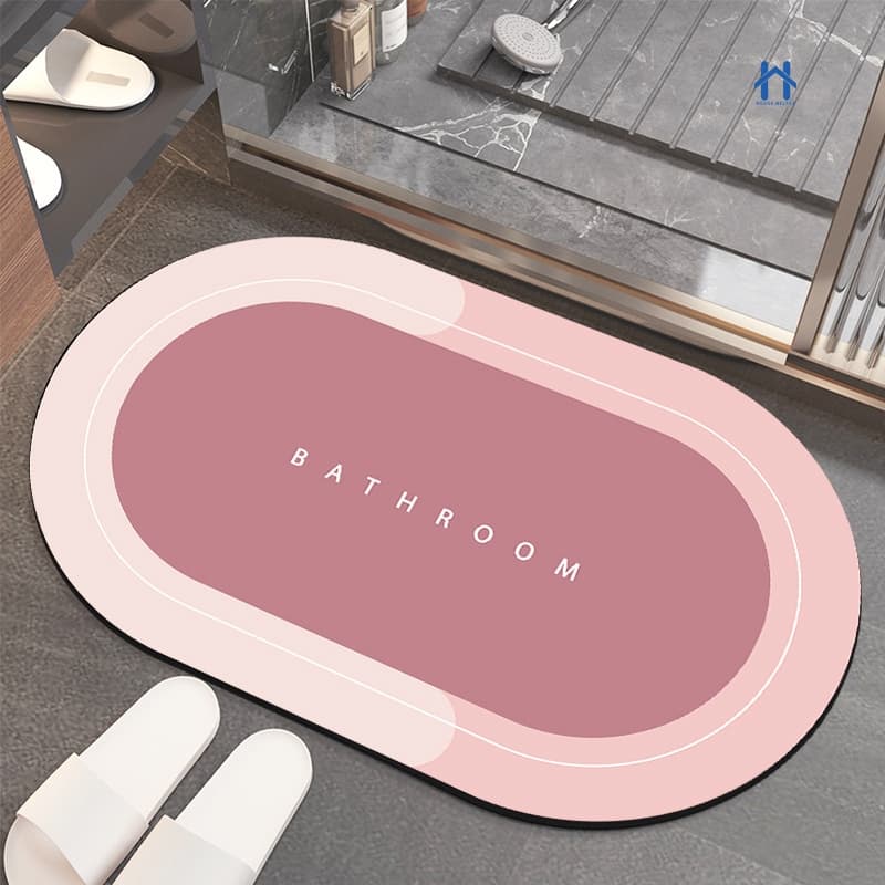 Tapete De Banheiro Oval Absorve Água Antiderrapante Secagem Rápida 38x58cm