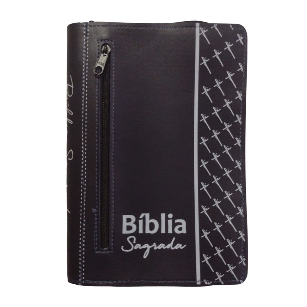 Capa para Bíblia Sagrada Média com Zíper e com Bolso Externo Porta Celular Número 11