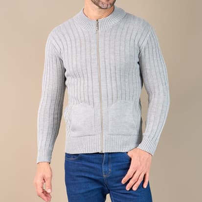 Jaqueta Masculina Casaco Tricot Inverno Homem Bolsos Zíper - 20247