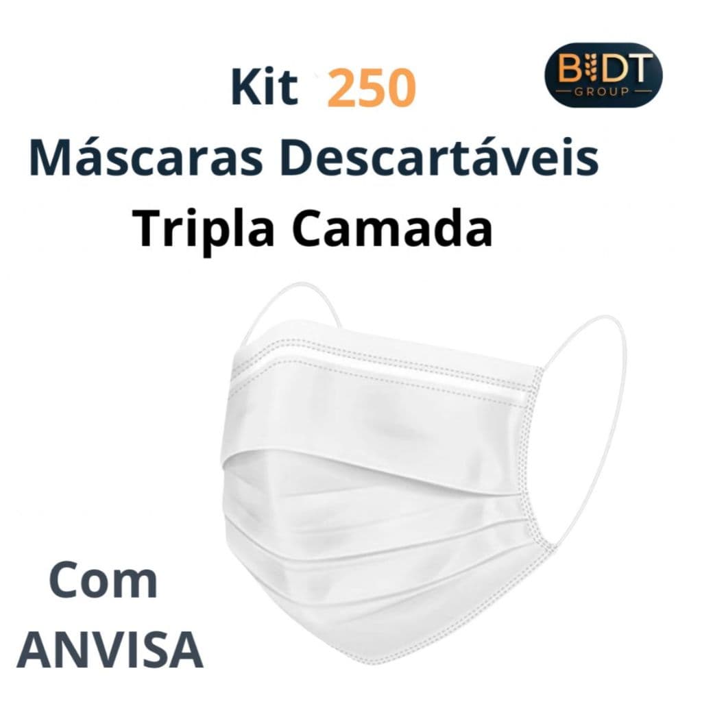Kit 250 Máscaras Várias Cores Tripla Com ANVISA TNT Meltblown Uso Hospitalar Clínicas Médicas