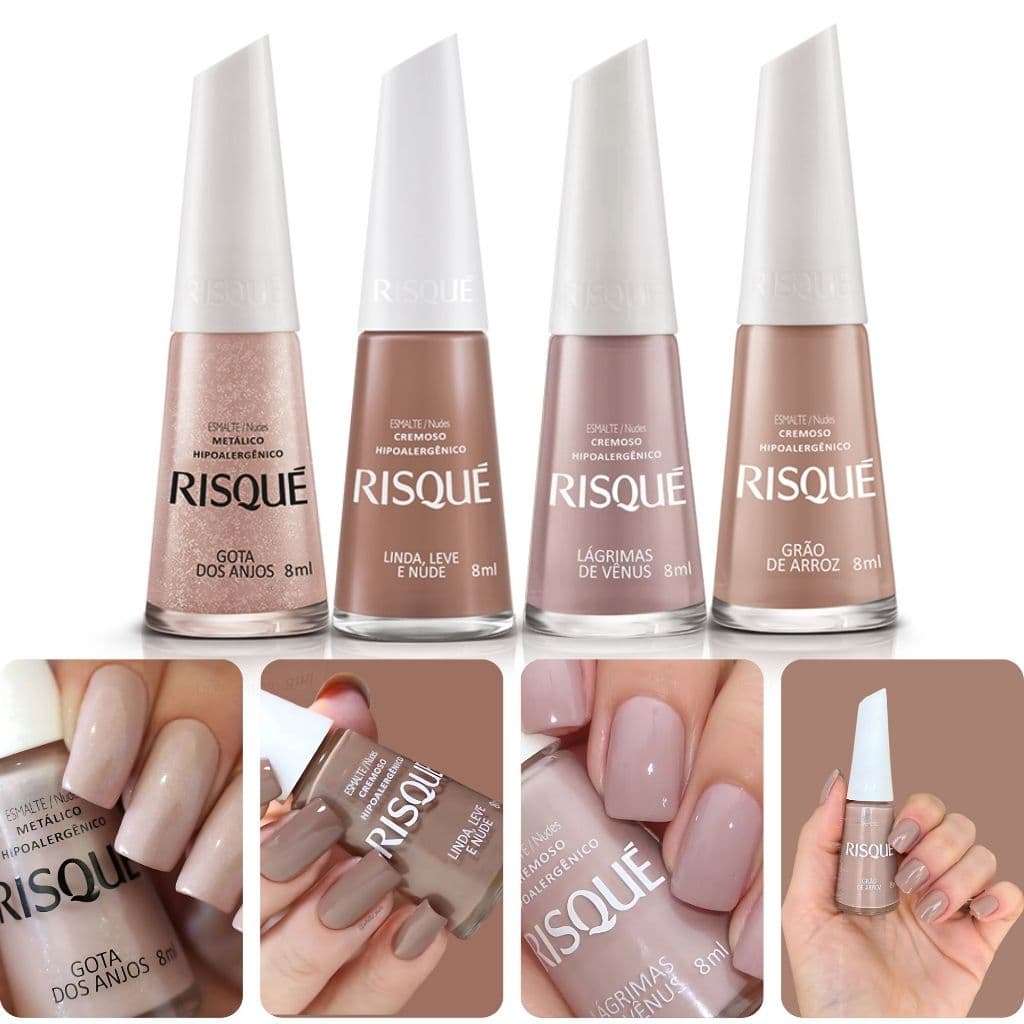 Kit 4 Esmalte Risque Tons Nudes Cremoso Hipoalergenico