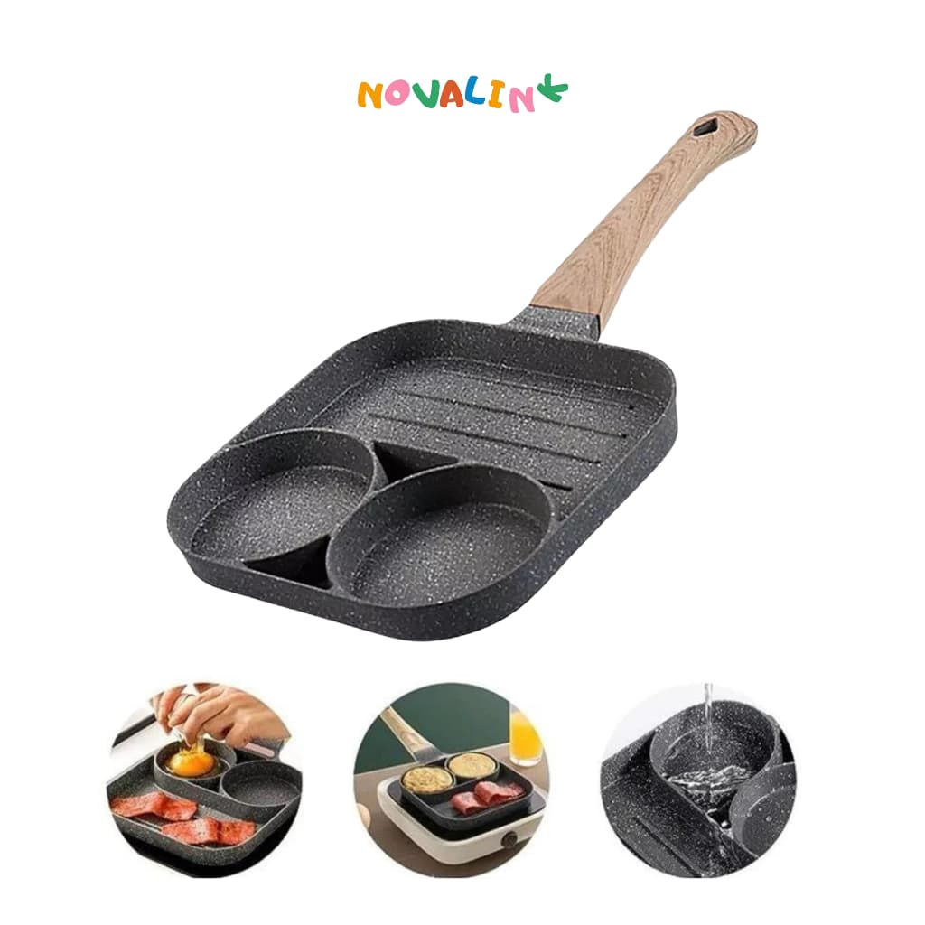 Frigideira Antiaderente 3 em 1 com Divisórias