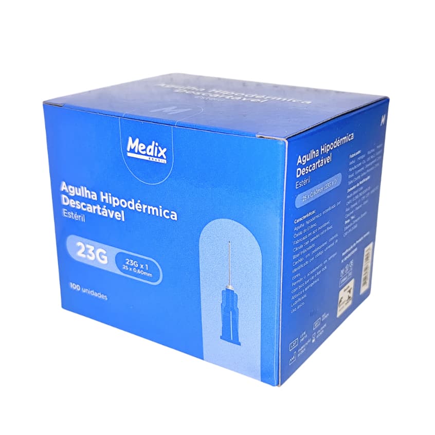 Agulha HiPodérmica Descartável 25x0,60mm - Medix Cx/100 Un