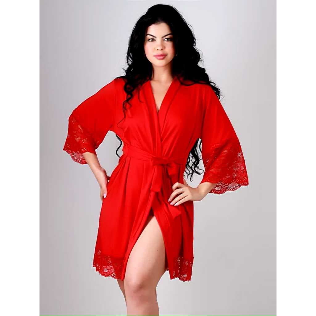 Robe Hoby Romantique Renda Luxo Sensual Conforto Roupão Sexy Noiva Lua De Mel Chá De Lingerie