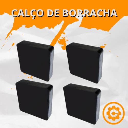 Kit 4 Peças Placa de Borracha Calço Borracha Anti Vibração 100x100x25mm