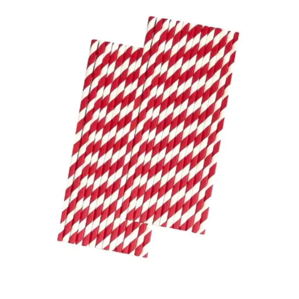 25 Canudos Papel Biodegradável Listrado / Liso pacote fechado com 25 unidades