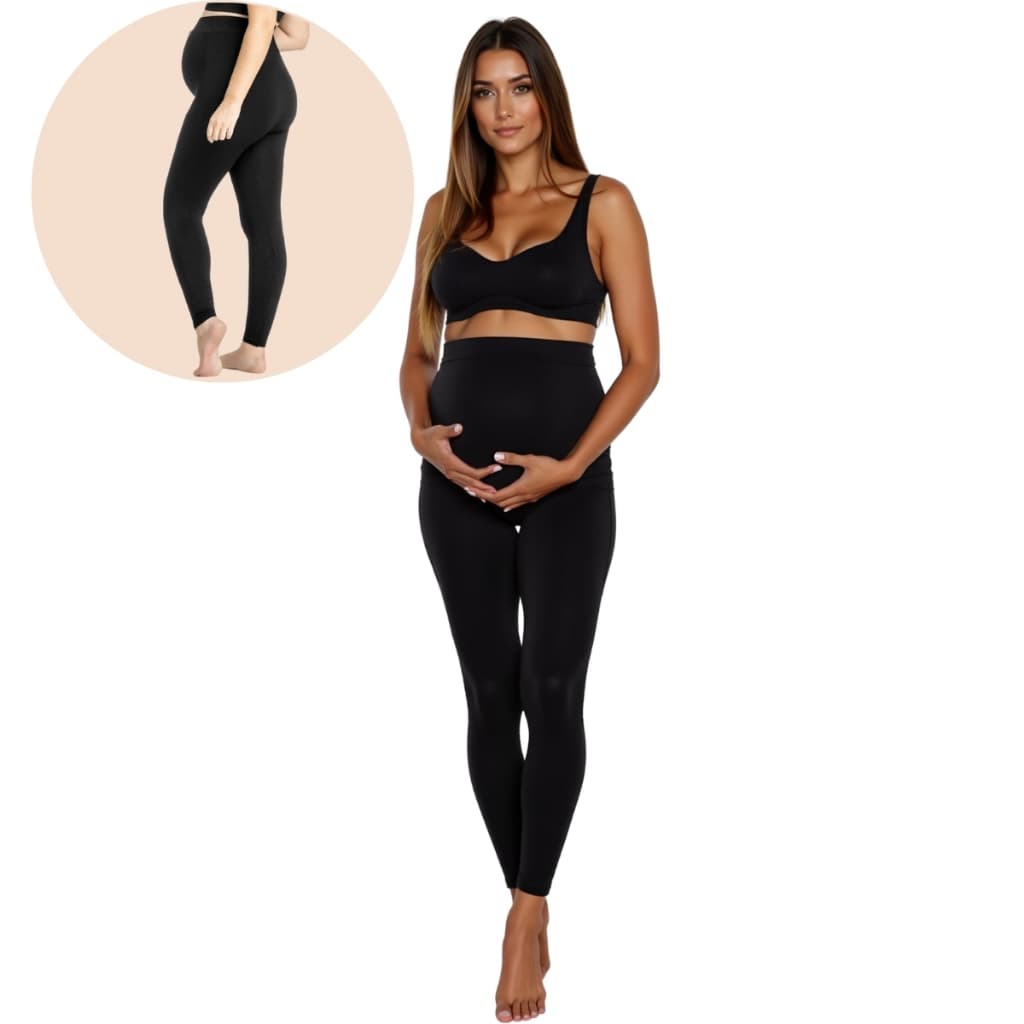 Calça Legging Gestante Grávida Maternidade Cintura Alta Leg Preta Mãe Conforto