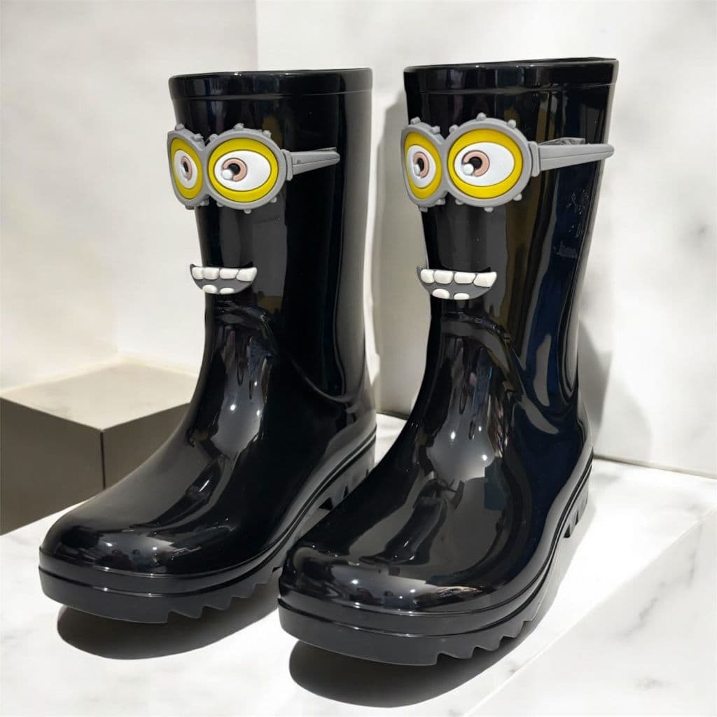 Galocha Bota de Chuva Cano Alto Minions Infantil Menino Juvenil Leve Confortável Estilosa