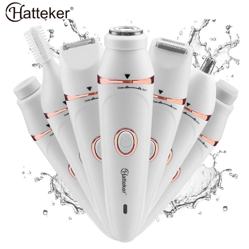 Depilador 7 em 1 Recarregável à Prova d’Água IPX5 com Acessórios para Rosto e Corpo USB,BivoltHT-590