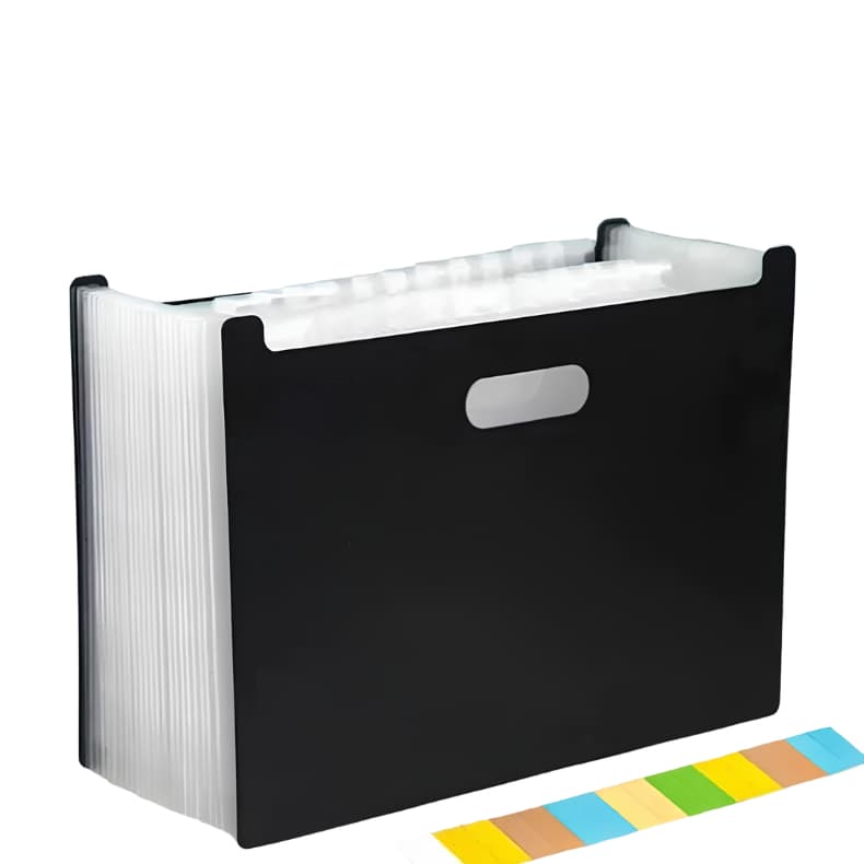 Pasta arquivo organizadora expansível com divisórias grandes para A4 com alça e identificação