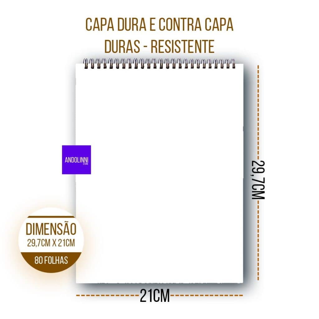 Bloco de Desenho A4 90g com 80 Folhas - Papel Branco Liso para Desenhar - Capa Dura Branca