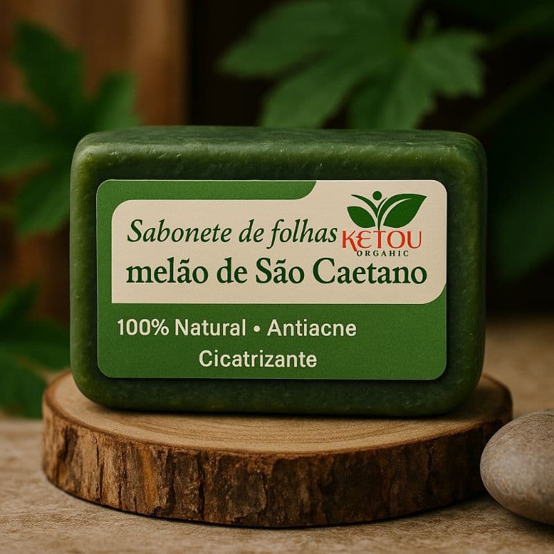 Sabonete Natural de Folhas de Melão de São Caetano | Antiacne, Cicatrizante, Pele Saudável, Ideal para todos os tipos de