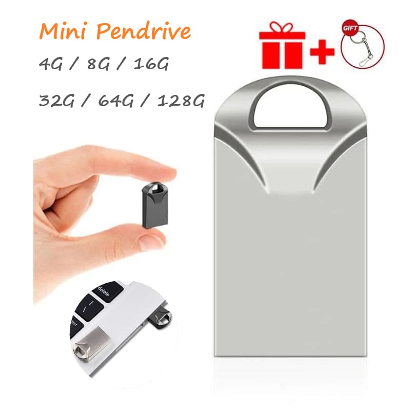 Mini Metal À Prova D'água Flash Drive 8GB 16GB 32GB 64GB Chaveiro Armazenamento Computador