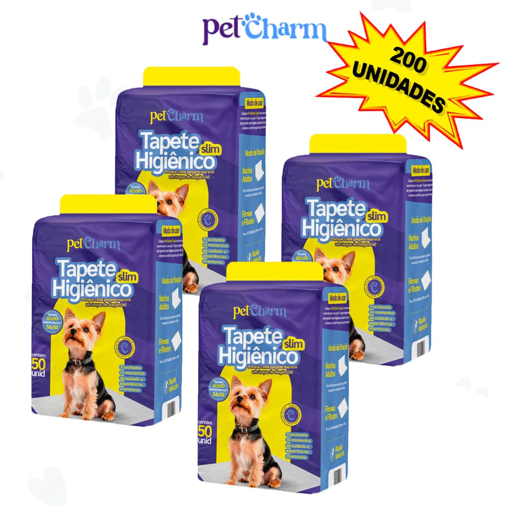 Kit 4 Pacotes Tapete Higiênico Para Cães com 200 Unidades 60x50cm Grande