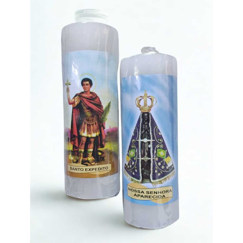 Vela 7 Dias Branca Com Santo 235g 100% Parafina Pura Qualidade Incomparável