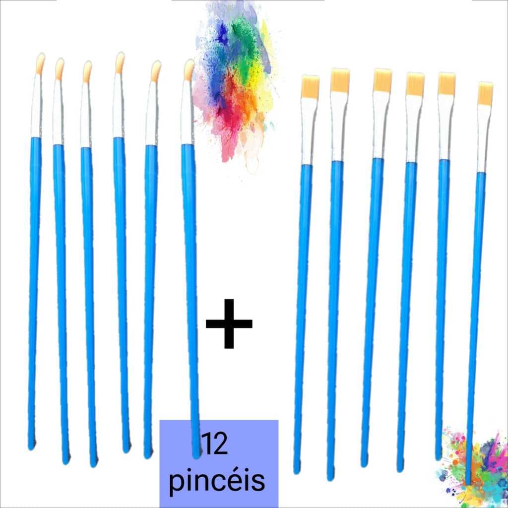 kit 12 pincéis pintura artesanato conjunto cerdas macias pequenos pronta entrega