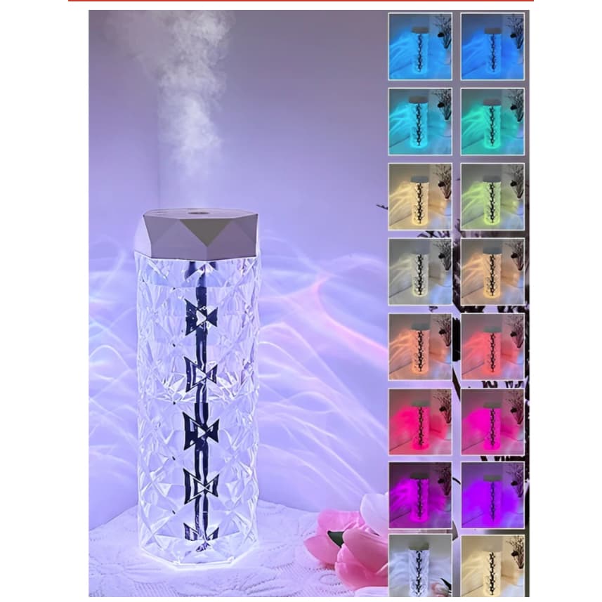 Novidade 2 em 1: Umidificador Inteligente e Luminária de CRISTAL GRANDE 400ml-