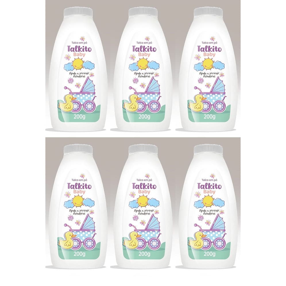 Kit 6 unidades Talco em Pó Talkito Baby Premium 200gr cada