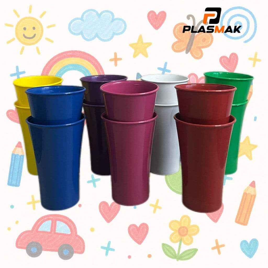 Kit 10 á 50 Copos 300 ml de Plástico - Merenda, festas, crianças - Reutilizável