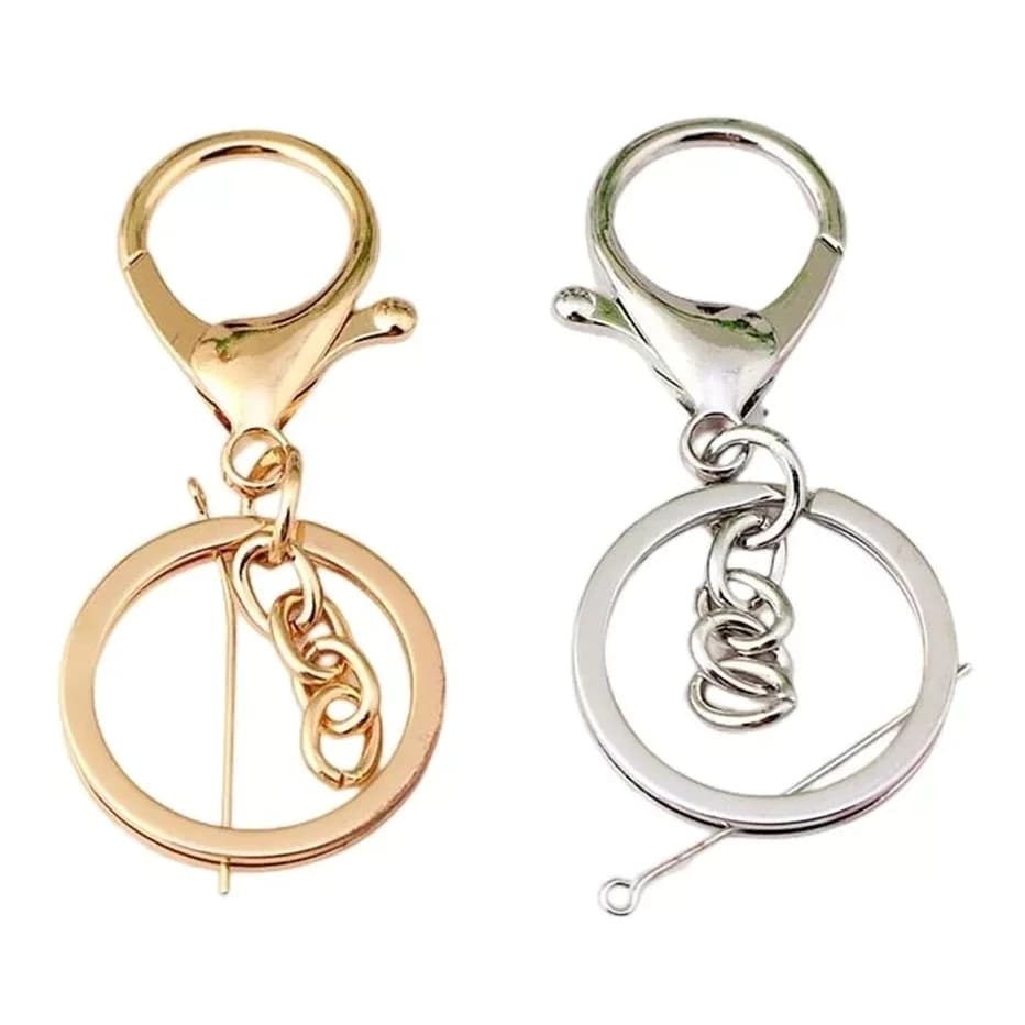 Argola para chaveiro Italiana 30mm com fecho Lagosta Corrente - Kit com 30 unidades