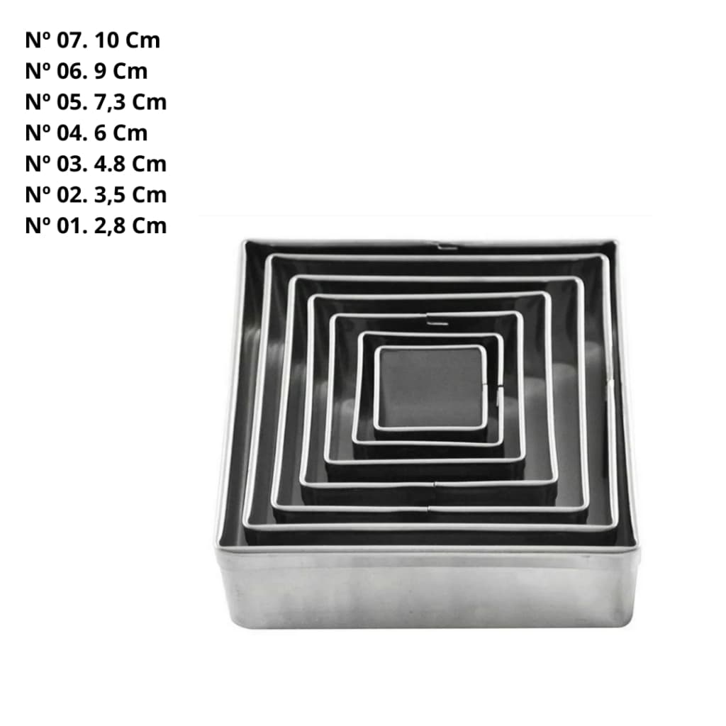 Jogo Aro Cortador e Modelador quadrado  com 7 Peças em Inox