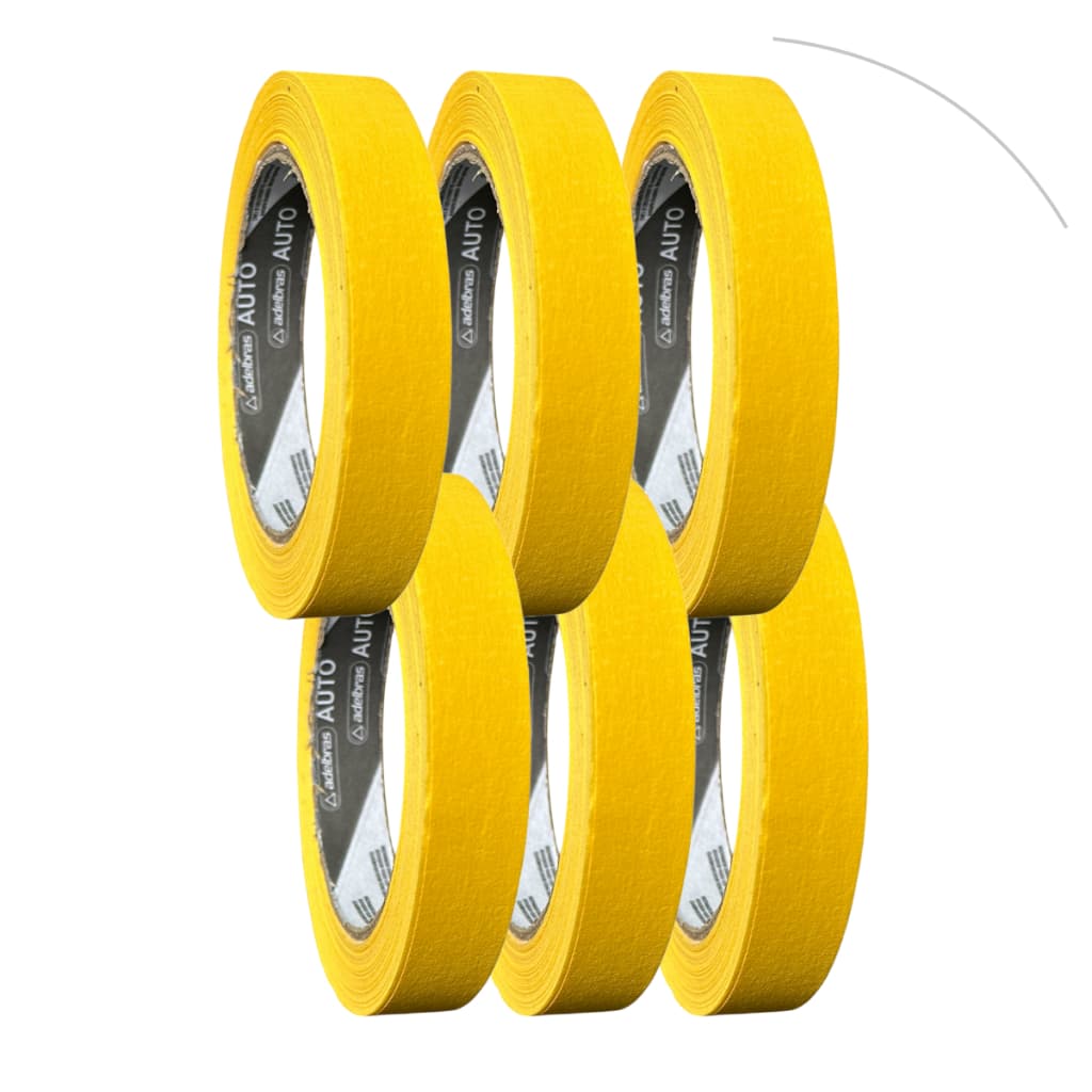 Kit 6 Fita Crepe Automotiva Amarela 765 18mmx40m Adelbras