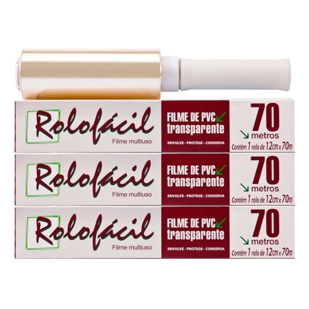 Filme de PVC multiuso rolofácil dispafilm 12cm x 70m kit com 3 unidades
