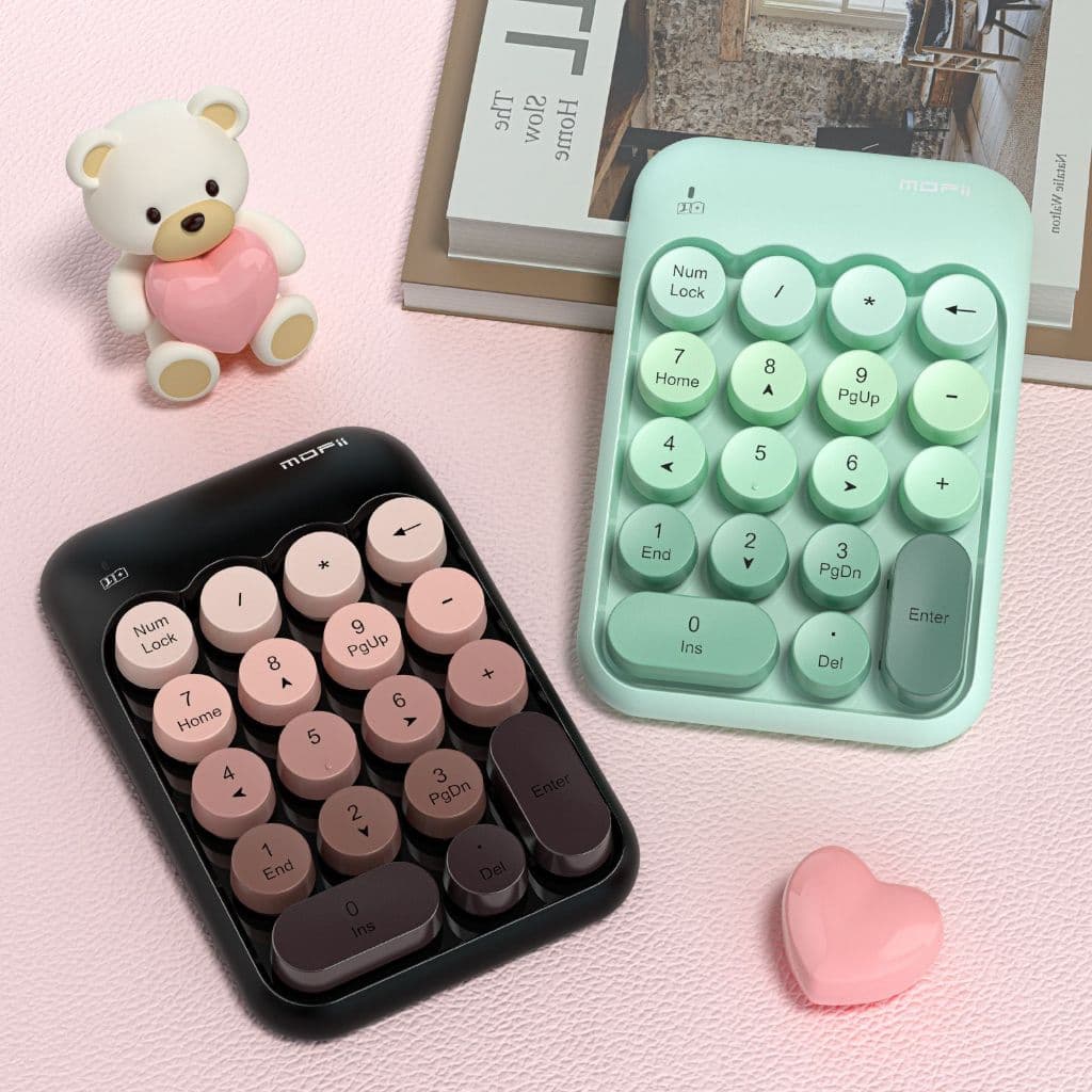 MOFII X910  Teclado Numérico Sem Fio 2.4Ghz 18 Teclas Extensões De Para Notebook Retro Redondo
